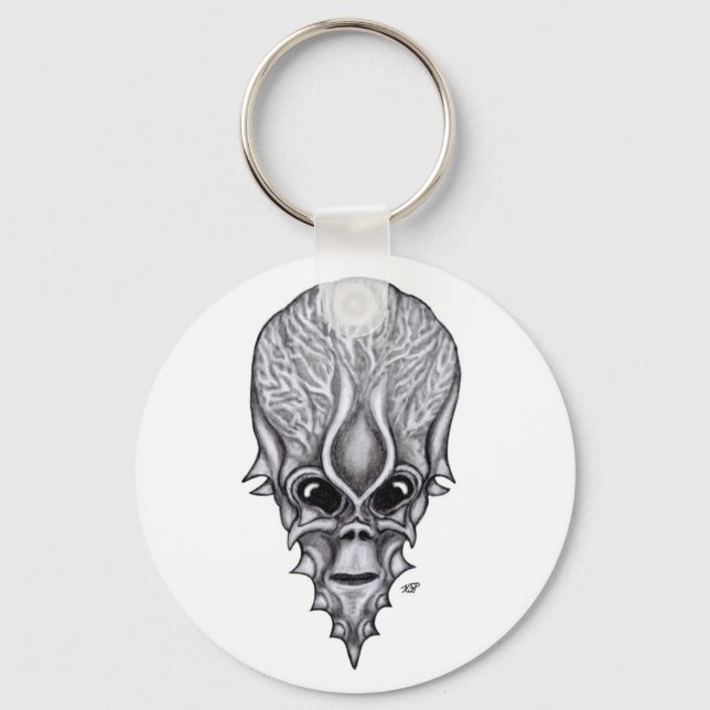 Alien Face , African Skull Facial Reconstruction Keychain (Front)