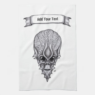 Alien Face , African Skull Facial Reconstruction Kitchen Towel