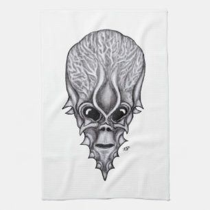 Alien Face , African Skull Facial Reconstruction Kitchen Towel