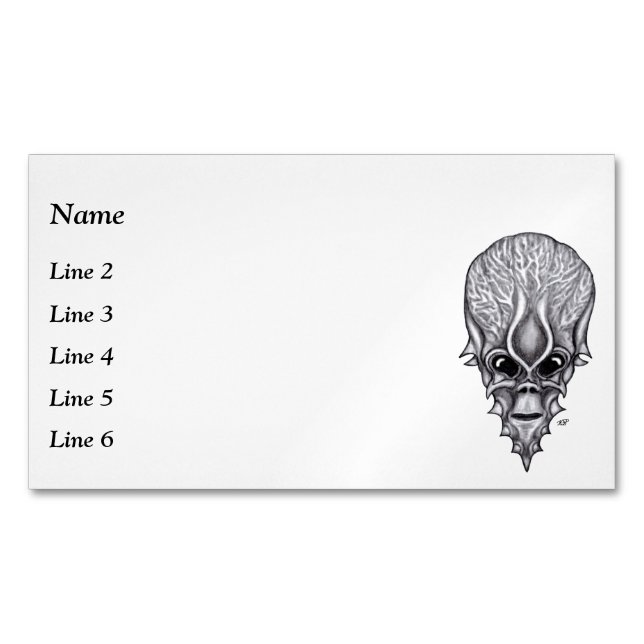 Alien Face , African Skull Facial Reconstruction Magnetic Business Card (Front)