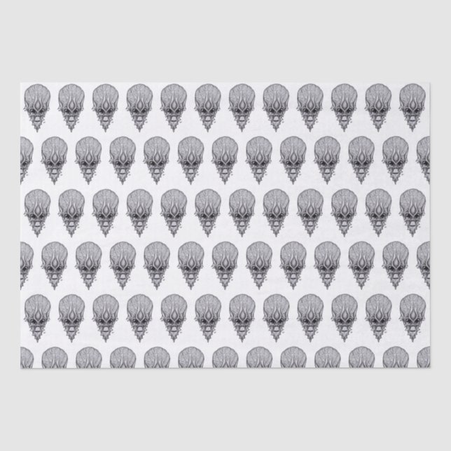 Alien Face , African Skull Facial Reconstruction Tissue Paper (Front)