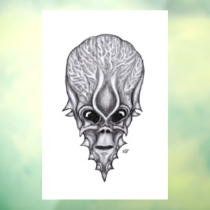 Alien Face , African Skull Facial Reconstruction Window Cling