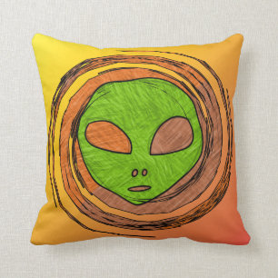 ALIEN FACE THROW PILLOW