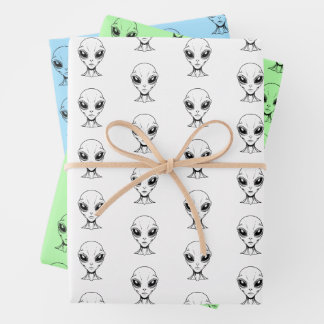 Alien Face Wrapping Paper Sheet