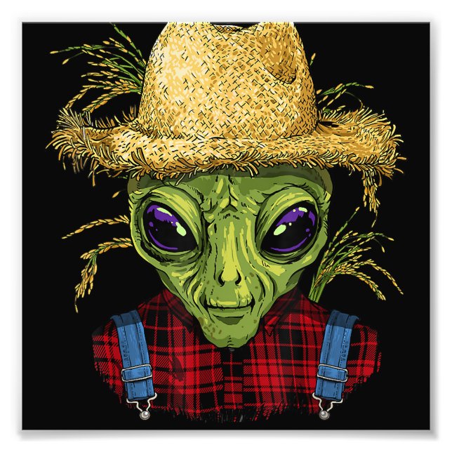 Alien Farmer UFO Alien Outer Space Lover Photo Print (Front)