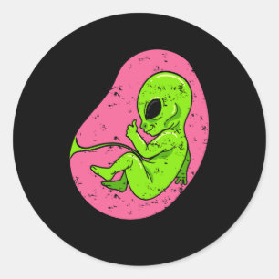 Alien Fetus Embryo Baby Pregnancy Ufo Halloween Co Classic Round Sticker