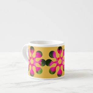 Alien flower on yellow background cappuccino cup