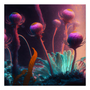 Alien Flowers Poster