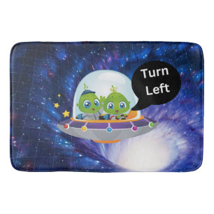 alien flying space ship ufo disc black worm hole bath mat