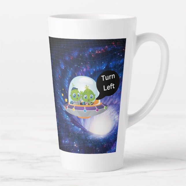 alien flying space ship ufo disc black worm hole  latte mug (Right)