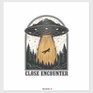 Alien Forest Abduction Vintage UFO Engraving