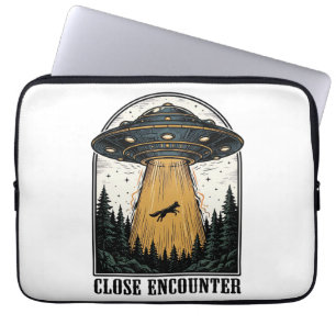 Alien Forest Abduction Vintage UFO Engraving Laptop Sleeve