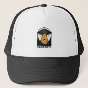 Alien Forest Abduction Vintage UFO Engraving Trucker Hat