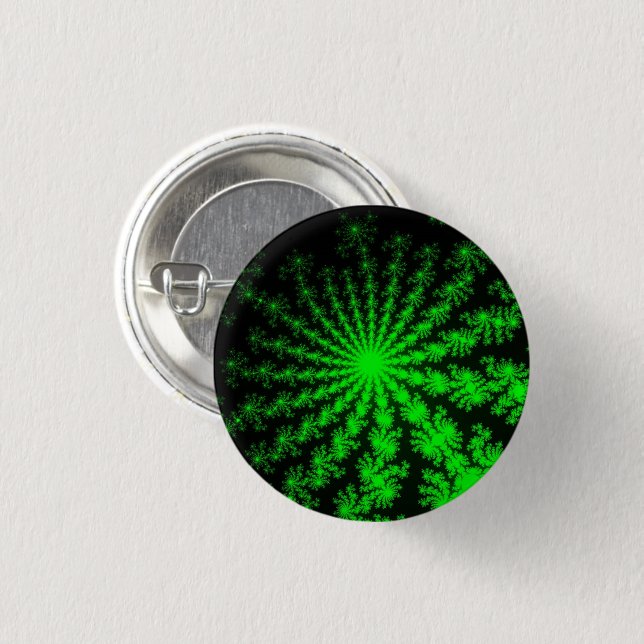 Alien Fractal Burst 1 Inch Round Button (Front & Back)