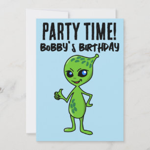 ALIEN FUNNY KIDS BIRTHDAY PARTY INVITATIONS