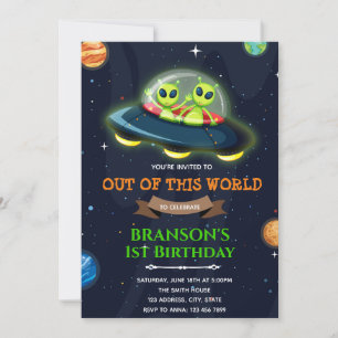Alien galaxie spatiale invitation d'anniversaire