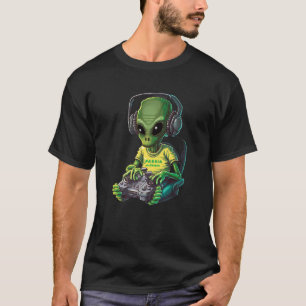 Alien Gamer Video Games Boys Kids Teens Gaming Gra T-Shirt