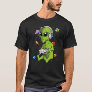 Alien Gamer Video Games Ufo Extraterrestrial Kids  T-Shirt