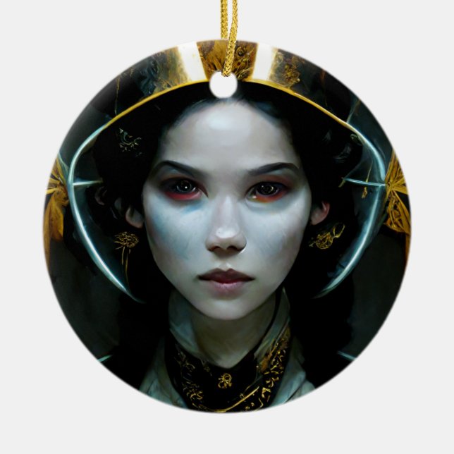 Alien Girl 2 Science Fiction Ceramic Ornament (Front)