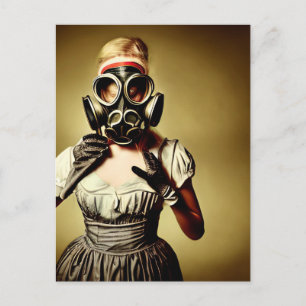 Alien Girl in a Gas Mask Postcard
