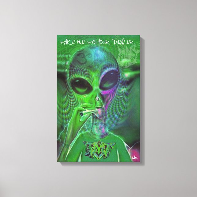 ALIEN GRAFFITI CANVAS TAKE ME TO YOUR DEALER RETRO PRINT (Front)