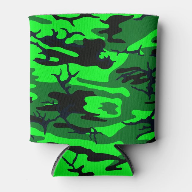 Alien Green Camo Can Cooler (Front)