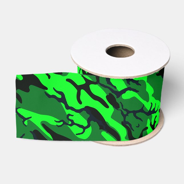 Alien Green Camo Grosgrain Ribbon (Spool)