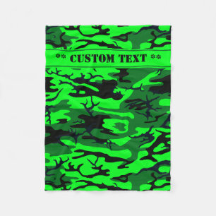 Alien Green Camo w/ Custom Text Fleece Blanket