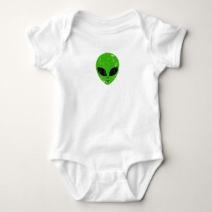 alien green head ufo science fiction extraterrestr baby bodysuit