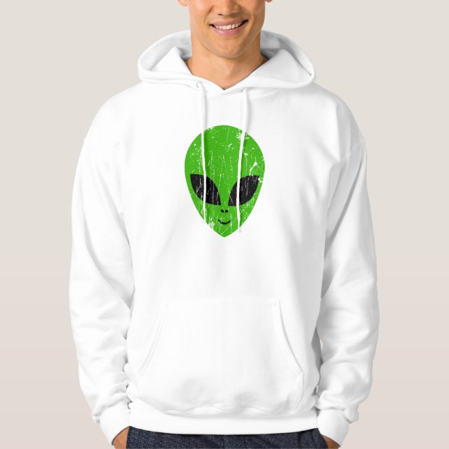 alien green head ufo science fiction extraterrestr hoodie (Front)