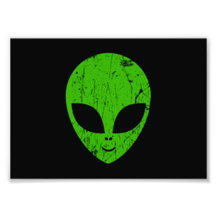 alien green head ufo science fiction extraterrestr photo print