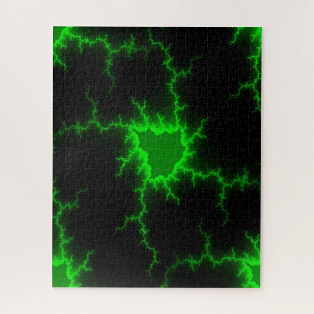 Alien Green Lightning Strikes in Pitch Black Jigsaw Puzzle (Vertical)