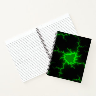 Alien Green Lightning Strikes in Pitch Black Notebook