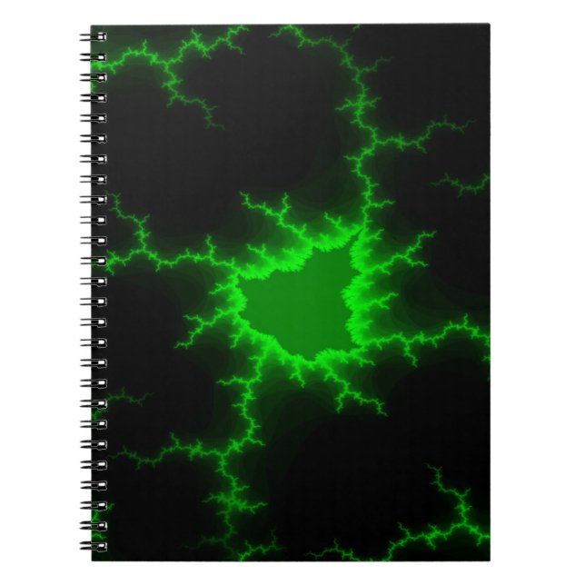 Alien Green Lightning Strikes in Pitch Black Notebook (Front)