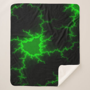 Alien Green Lightning Strikes in Pitch Black Sherpa Blanket