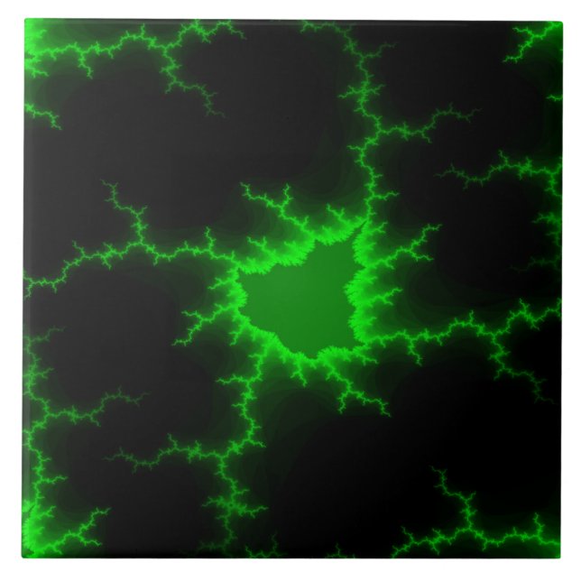 Alien Green Lightning Strikes in Pitch Black Tile (Front)