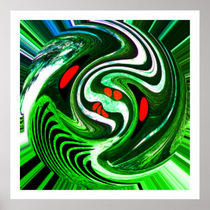 Alien green planet art poster