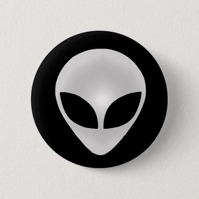Alien Grey Head 2 Inch Round Button (Front)
