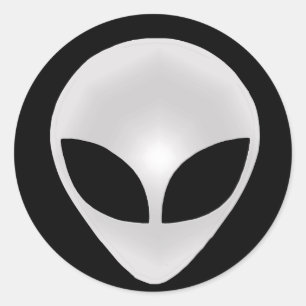 Alien Grey Head Classic Round Sticker