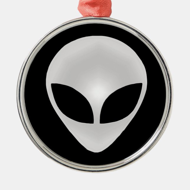 Alien Grey Head Metal Ornament (Front)