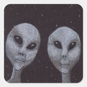 Alien Greys Square Sticker