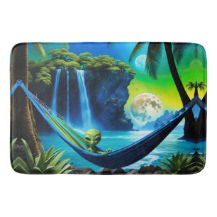 Alien Hammock on Beach Vacation Bath Mat