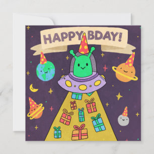 Alien Happy Birthday Holiday Card