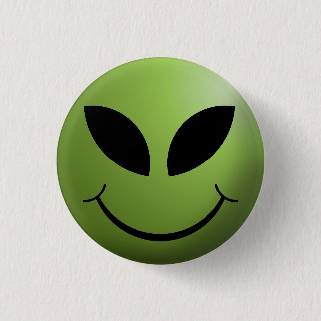 Alien Happy Face 1 Inch Round Button (Front)
