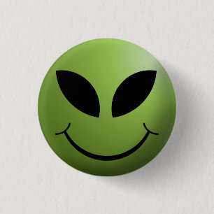 Alien Happy Face 1 Inch Round Button