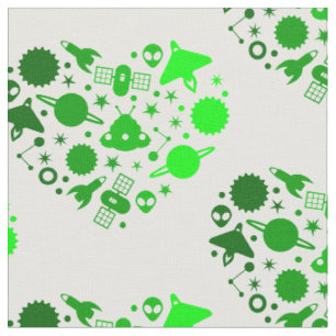alien happy valentines day heart green fabric