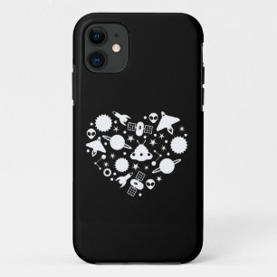 alien happy valentines day heart white iPhone 11 case