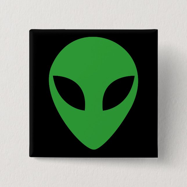 Alien Head 2 Inch Square Button (Front)