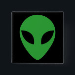 Alien Head 2 Inch Square Button<br><div class="desc">Far Out.</div>