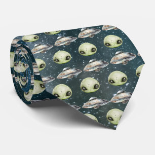Alien Head and Space Ship Tie